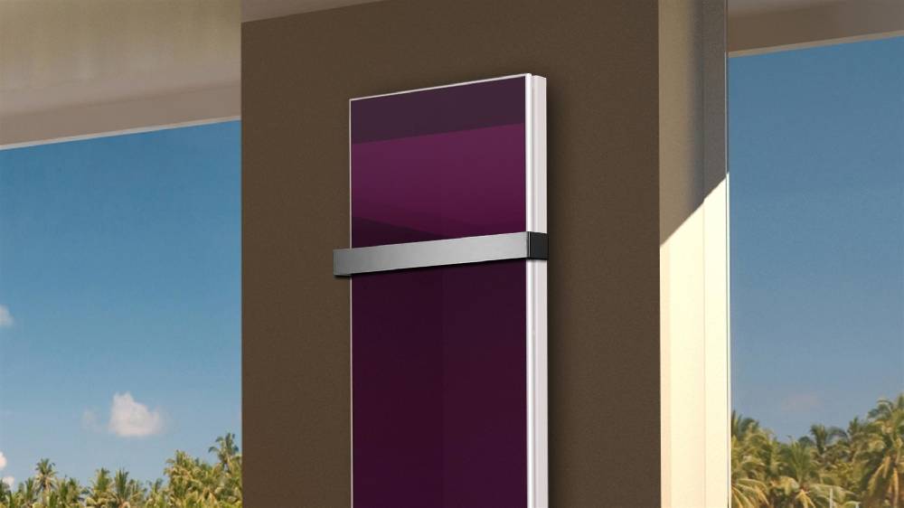 Szagato BADHEIZKÖRPER Glas Montevideo 6 Glasfront 180x47cm 1964 Watt violett +1 Halter 50mm SZAGATO Designheizkörper Handtuchheizkörper mit Mittelanschluss Clearance-Verkauf