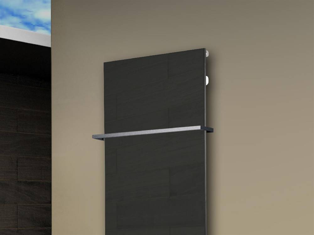 Szagato Badheizkörper mit Glas Design Montevideo 2 (Glasfront) 120x47cm 799 Watt anthrazit - moon +1 Halter 15mm SZAGATO Designheizkörper mit Mittelanschluss Speichern exportieren
