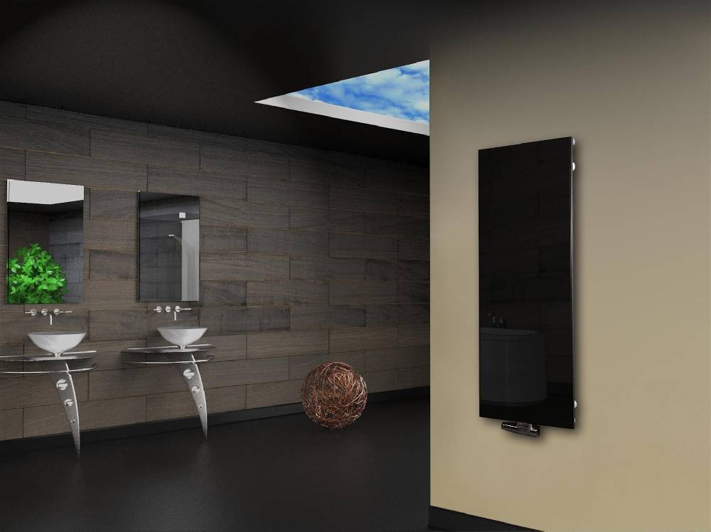 Szagato Badheizkörper mit Glas Design Montevideo 2 Glasfront 120x47cm 799 Watt schwarz SZAGATO Heizkörper Handtuchheizkörper Mittelanschluss Handtuchwärmer Hotsell