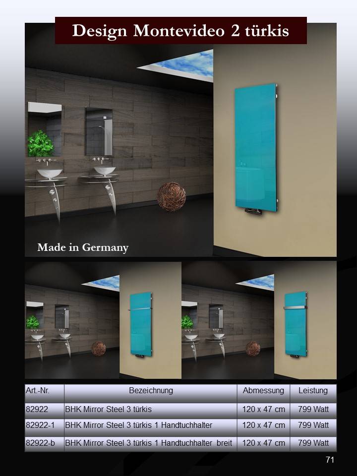 Szagato Badheizkörper mit Glas Design Montevideo 2 Glasfront 120x47cm 799Watt türkis SZAGATO Heizkörper Handtuchheizkörper mit Mittelanschluss Handtuchwärmer Meist gekauft