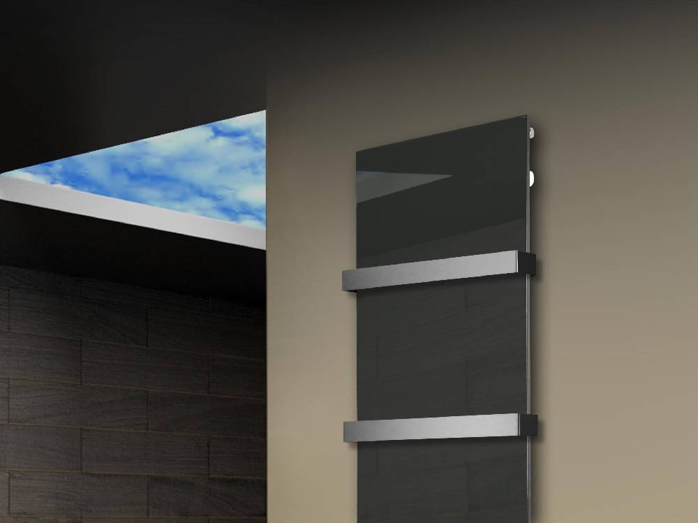 Szagato Badheizkörper mit Glas Design Montevideo 3 (Glasfront) 180x47cm 1118 Watt anthrazit - moon (+2 Halter 50mm) SZAGATO Designheizkörper Mittelanschluss Blitzverkäufe