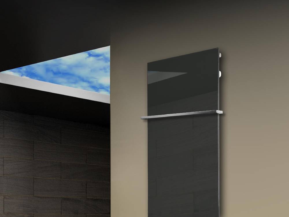 Szagato Badheizkörper mit Glas Design Montevideo 3 Glasfront 180x47cm 1118 Watt anthrazit - monn +1 Halter 15mm SZAGATO Designheizkörper mit Mittelanschluss Sonderangebot