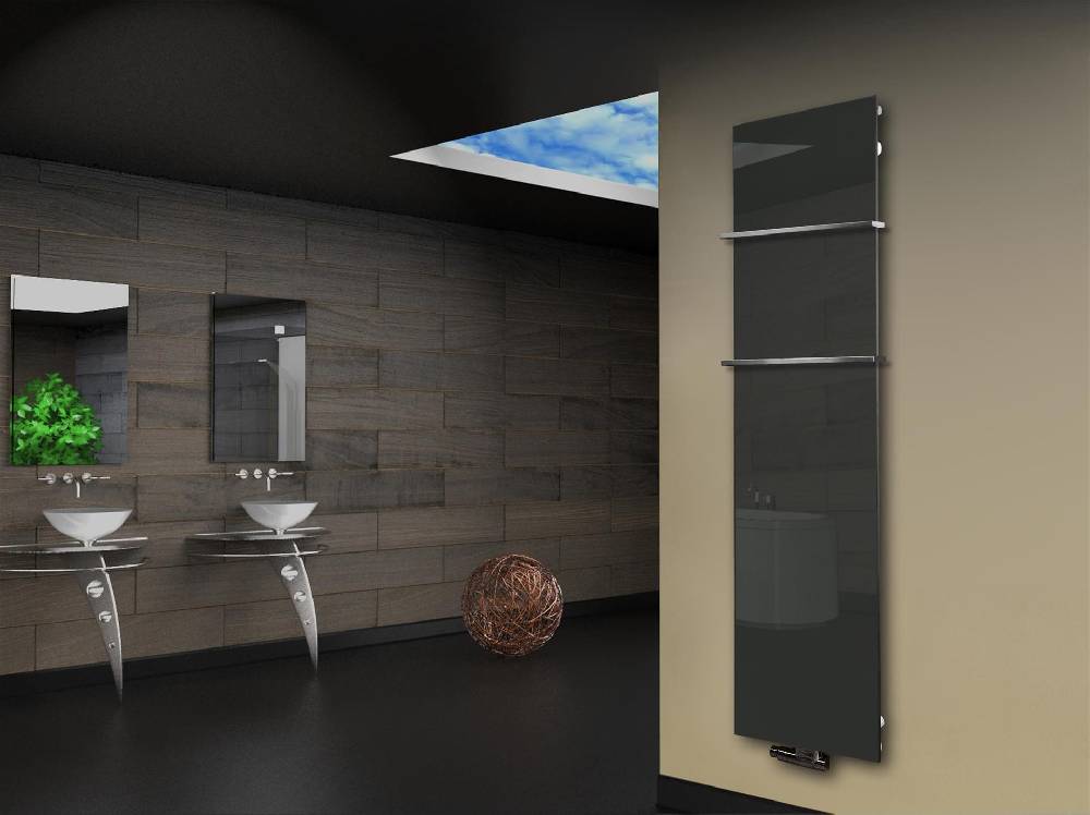 Szagato Badheizkörper mit Glas Design Montevideo 3 Glasfront 180x47cm 1118 Watt anthrazit - moon +2 Halter 15mm SZAGATO Designheizkörper Mittelanschluss Günstig kaufen