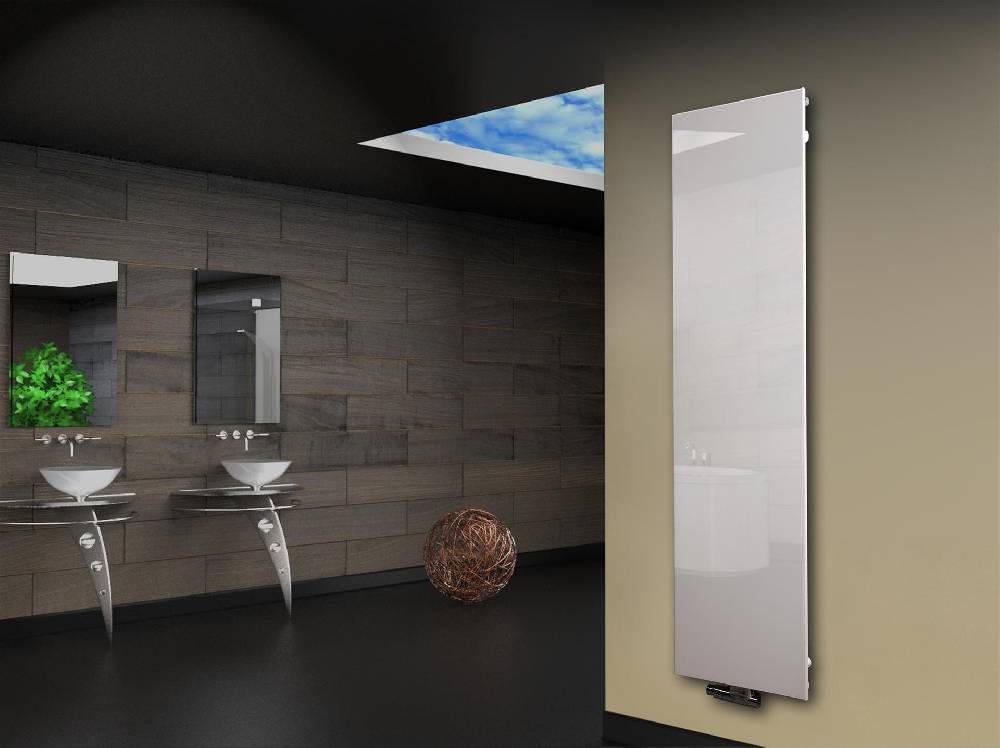 Szagato Badheizkörper mit Glas Design Montevideo 3 Glasfront 180x47cm 1118 Watt weiß SZAGATO Heizkörper Handtuchheizkörper mit Mittelanschluss Handtuchwärmer Lagerräumung
