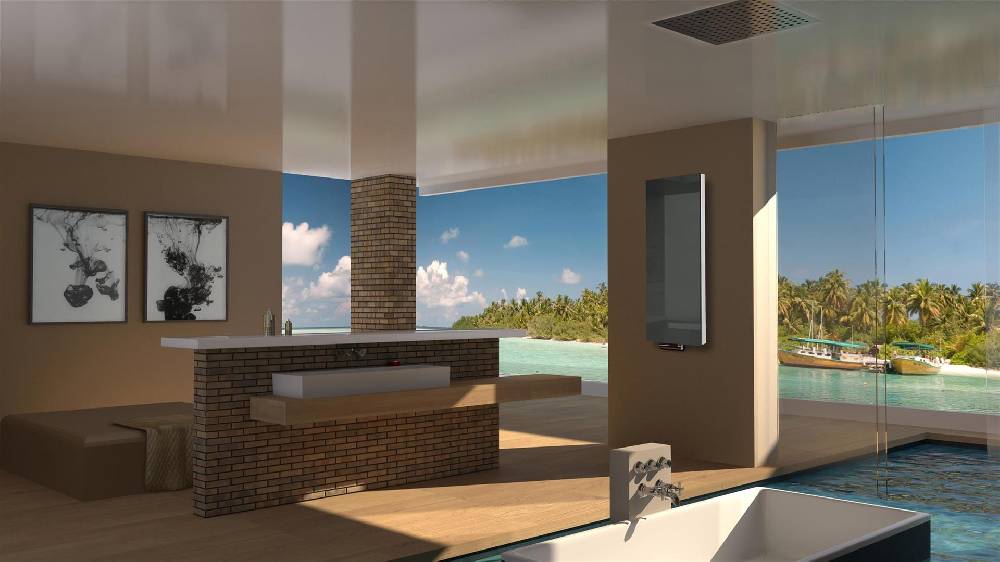 Szagato BADHEIZKÖRPER mit Glas Montevideo 5 Glasfront 120x47cm 1458 Watt anthrazit SZAGATO DesignHeizkörper Handtuchheizkörper Mittelanschluss Handtuchwärmer Exklusive Angebote
