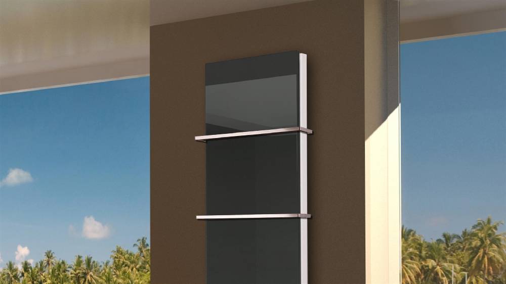 Szagato BADHEIZKÖRPER mit Glas Montevideo 6 Glasfront 180x47cm 1964 Watt anthrazit - moonstone +2 Halter 15mm SZAGATO Designheizkörper mit Mittelanschluss Tiefpreis