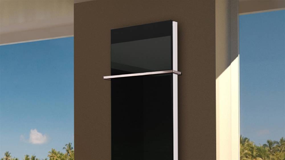 Szagato BADHEIZKÖRPER mit Glas Montevideo 6 Glasfront 180x47cm 1964 Watt schwarz +1 Halter 15mm SZAGATO Designheizkörper Handtuchheizkörper Mittelanschluss Wochenangebot