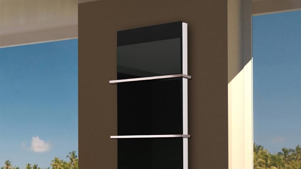 Szagato BADHEIZKÖRPER mit Glas Montevideo 6 Glasfront 180x47cm 1964 Watt schwarz +2 Halter 15mm SZAGATO Designheizkörper Handtuchheizkörper Mittelanschluss Kostenlose Rückgabe