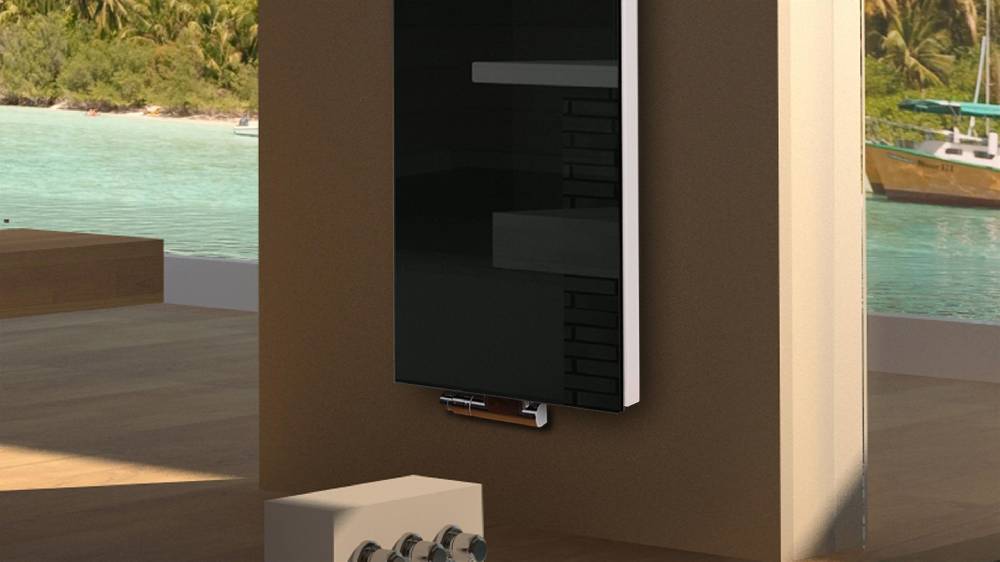 Szagato BADHEIZKÖRPER mit Glas Montevideo 6 Glasfront 180x47cm 1964 Watt schwarz SZAGATO Designheizkörper Handtuchheizkörper Mittelanschluss Handtuchwärmer Begrenzte Freigabe