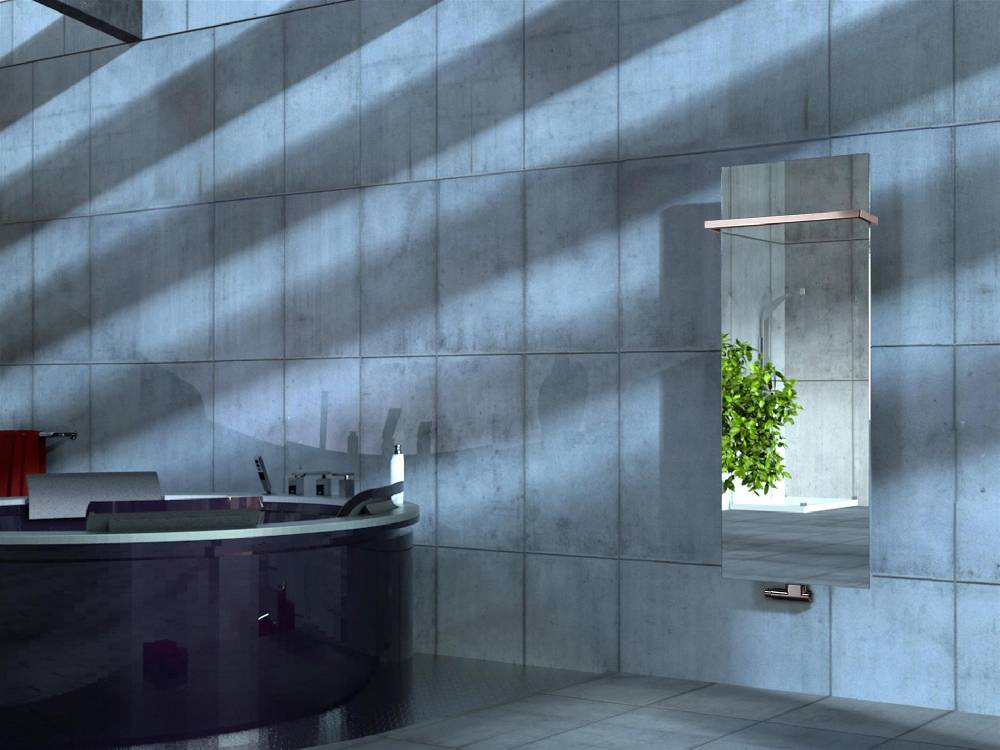Szagato BADHEIZKÖRPER mit Spiegel Design Mirror 2 120x47cm 799 Watt Edelstahl +1 Halter 15mm SZAGATO Designheizkörper Handtuchheizkörper mit Mittelanschluss