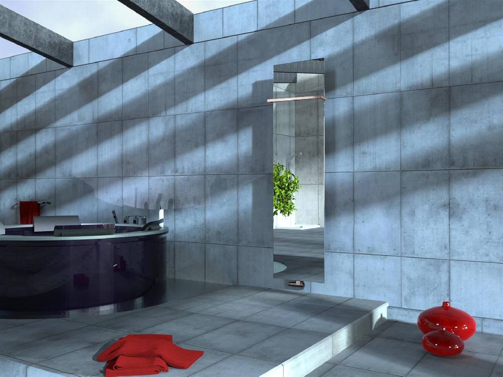 Szagato BADHEIZKÖRPER mit Spiegel Design Mirror 3 180x47cm 1118 Watt Edelstahl (+1 Halter 15mm) SZAGATO Designheizkörper mit Mittelanschluss Handtuchwärmer Fabrikladen