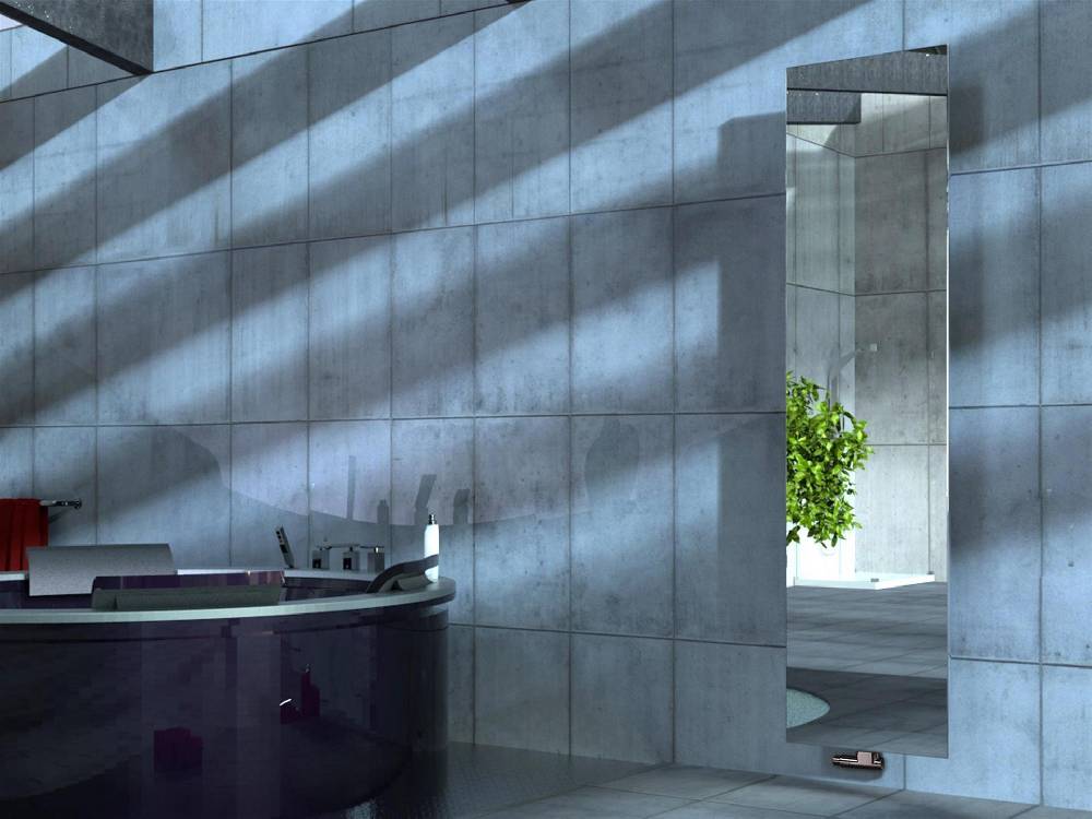 Szagato BADHEIZKÖRPER mit Spiegel Design Mirror 3 180x47cm 1118 Watt Edelstahl 3 D poliert SZAGATO Designheizkörper mit Mittelanschluss Handtuchwärmer