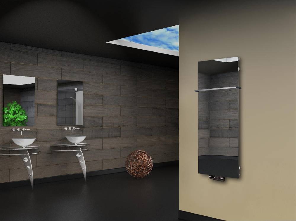 Szagato Badheizkörper mit Spiegel Design Montevideo 2 (Spiegelfront) 120x47cm 799 Watt Spiegel (+1 Halter 15mm) SZAGATO Designheizkörper mit Mittelanschluss Blitzverkäufe