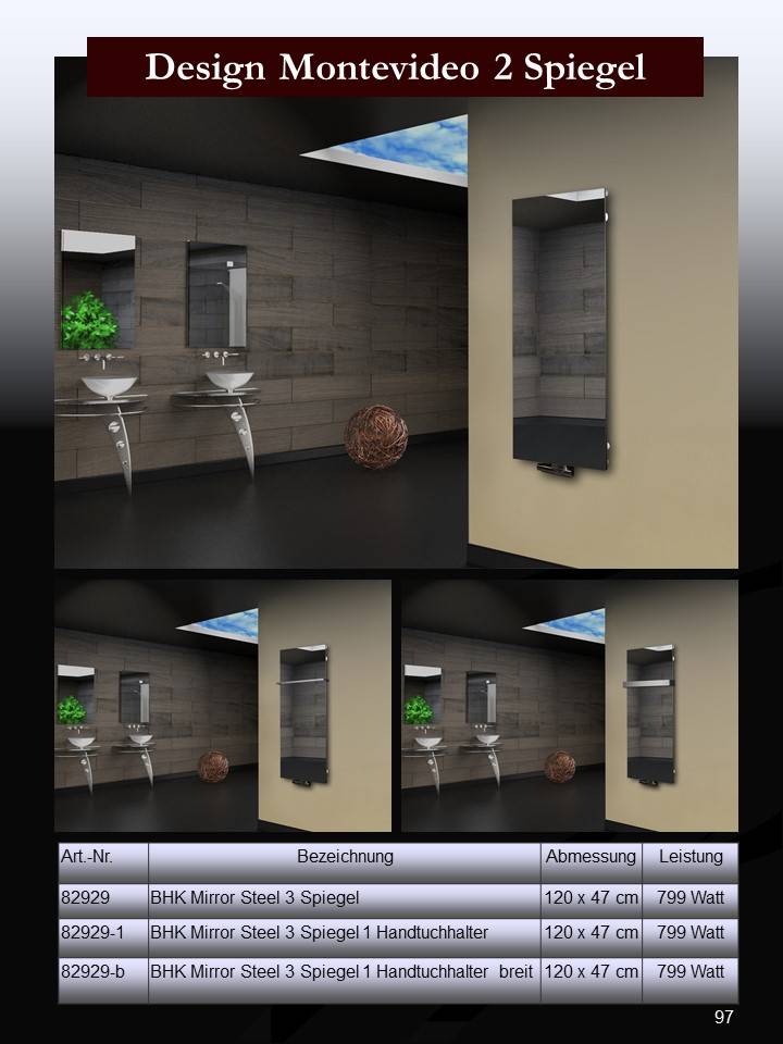 Szagato Badheizkörper mit Spiegel Design Montevideo 2 Spiegelfront 120x47cm 799 Watt SZAGATO Heizkörper Handtuchheizkörper mit Mittelanschluss Handtuchwärmer Limitierter Zeitrabatt