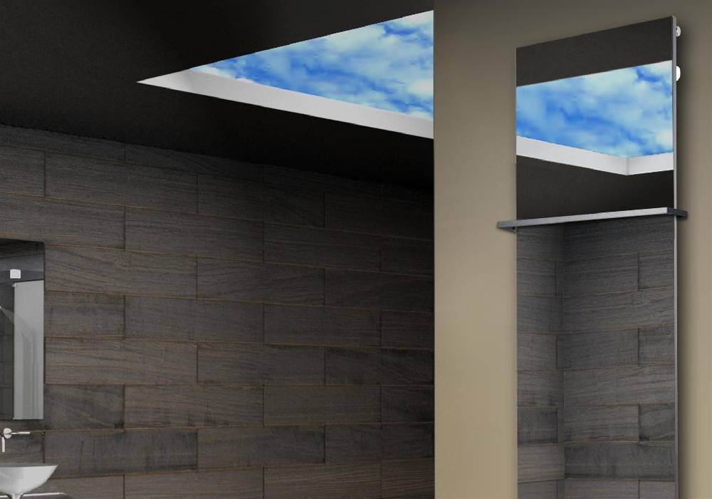 Szagato Badheizkörper mit Spiegel Design Montevideo 3 (Spiegelfront) 180x47cm 1118 Watt (+1 Halter 15mm) SZAGATO Designheizkörper mit Mittelanschluss Fabrik Onlineshop