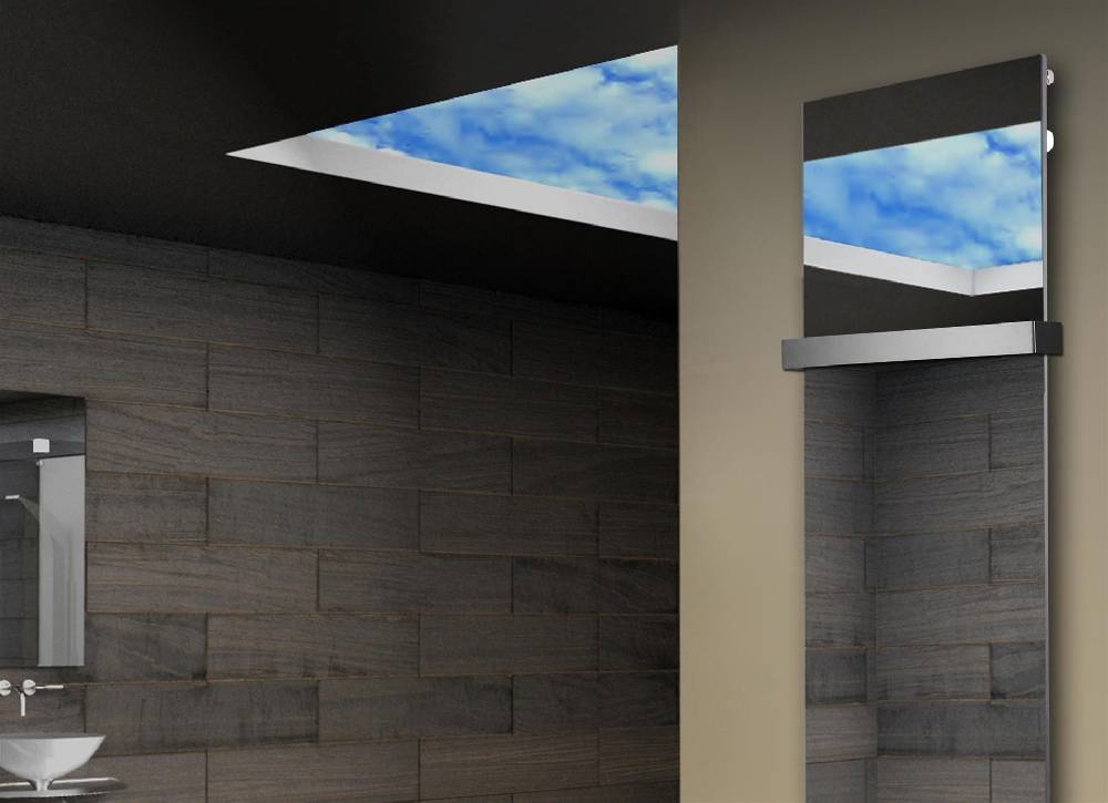 Szagato Badheizkörper mit Spiegel Design Montevideo 3 (Spiegelfront) 180x47cm 1118 Watt (+1 Halter 50mm) SZAGATO Designheizkörper mit Mittelanschluss Fabrikpreis