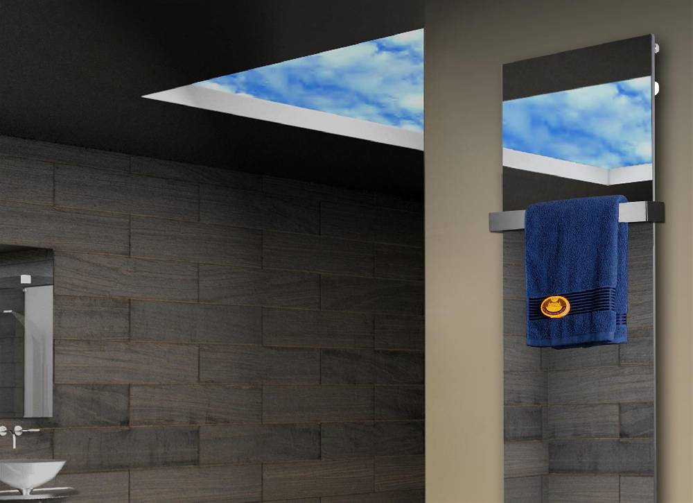 Szagato Badheizkörper mit Spiegel Design Montevideo 3 (Spiegelfront) 180x47cm 1118 Watt (+1 Halter 50mm) SZAGATO Designheizkörper mit Mittelanschluss Fabrikpreis