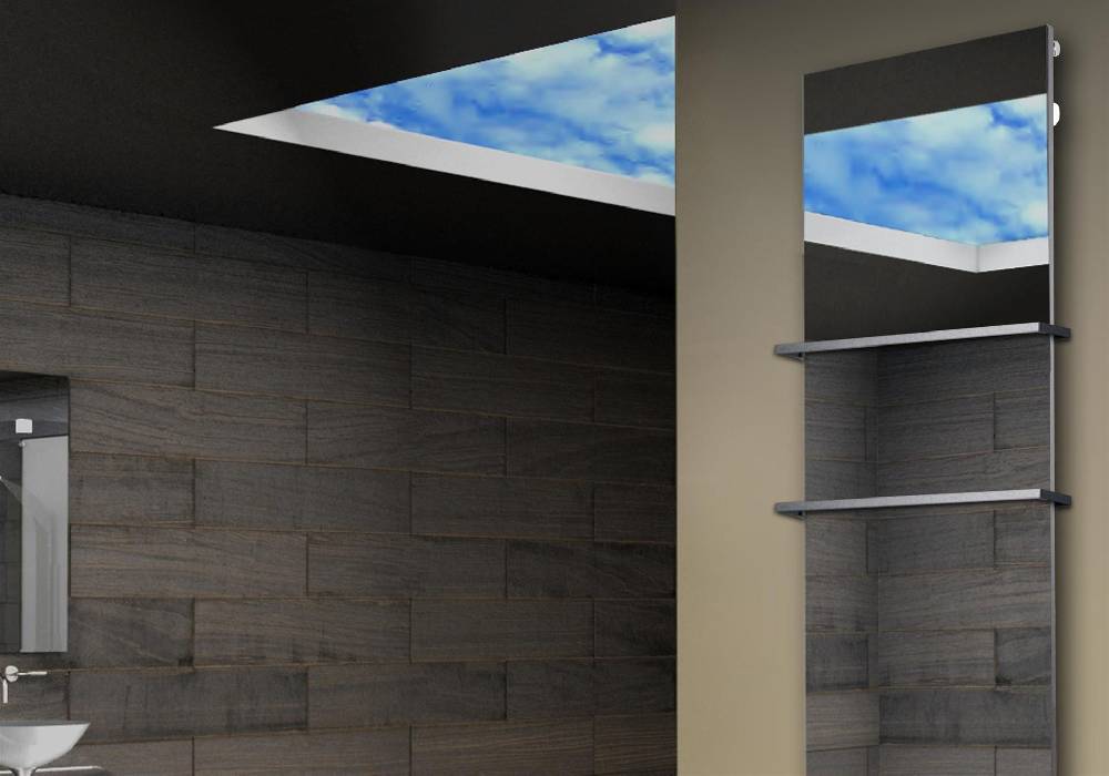 Szagato Badheizkörper mit Spiegel Design Montevideo 3 (Spiegelfront) 180x47cm 1118 Watt (+2 Halter 15mm) SZAGATO Designheizkörper mit Mittelanschluss Sonderangebot
