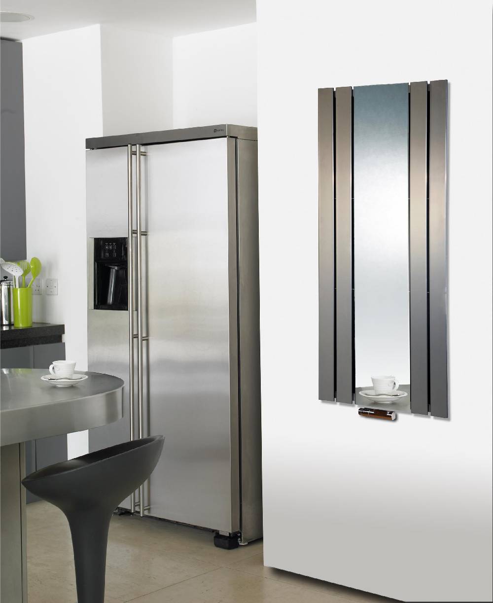 Szagato BADHEIZKÖRPER mit Spiegel Design Shanghai 2 120 x 55cm 581 Watt Edelstahloptik SZAGATO Hadntuchwärmer Handtuchheizkörper mit Mittelanschluss Versandkostenfrei