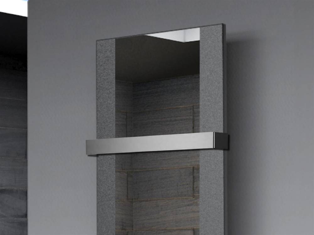 Szagato BADHEIZKÖRPER mit Spiegel Design Singapur 2 120x47cm 799 Watt anthrazit - moon +1 Halter 50mm SZAGATO Designheizkörper Mittelanschluss Handtuchwärmer Exklusivangebot