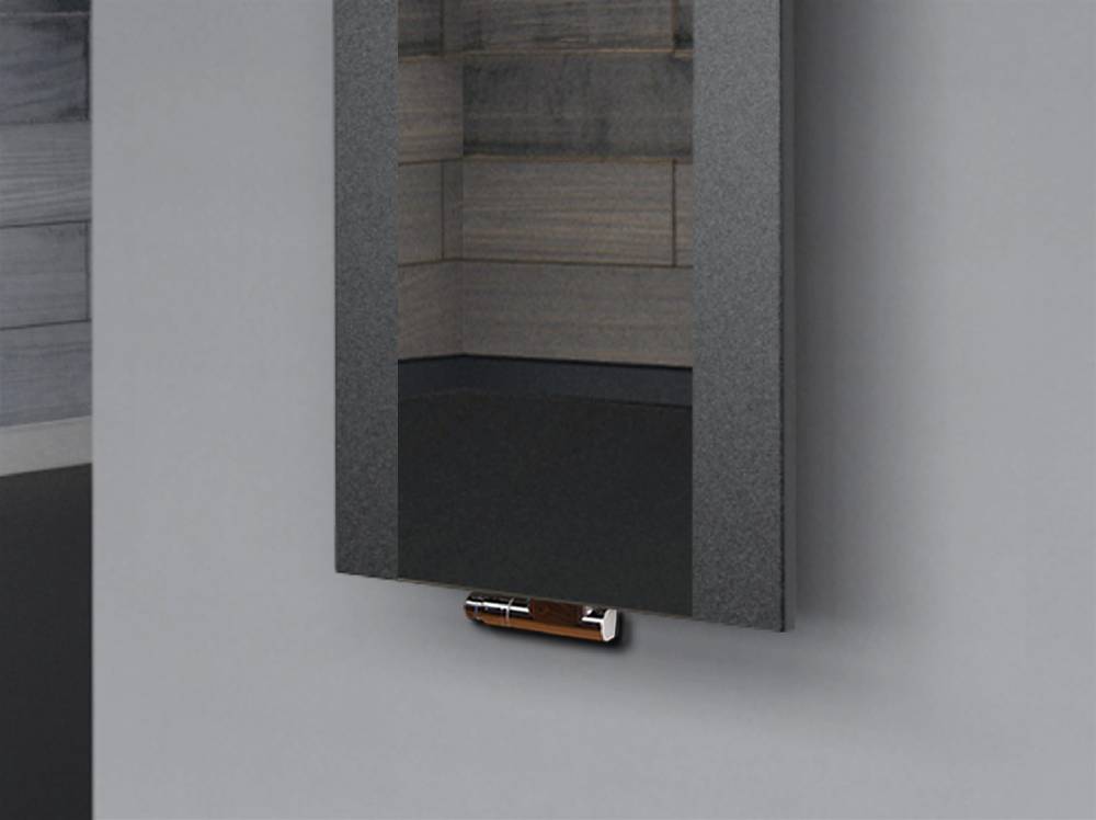Szagato BADHEIZKÖRPER mit Spiegel Design Singapur 2 120x47cm 799 Watt anthrazit - moon +1 Halter 50mm SZAGATO Designheizkörper Mittelanschluss Handtuchwärmer Exklusivangebot