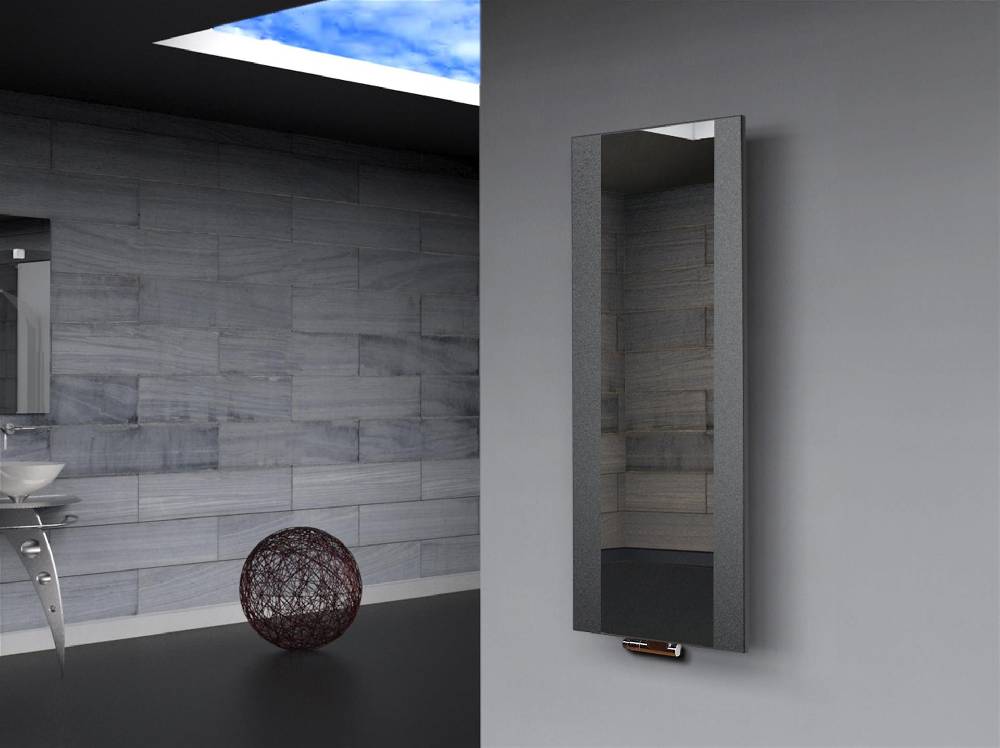 Szagato BADHEIZKÖRPER mit Spiegel Design Singapur 2 120x47cm 799 Watt anthrazit - moon SZAGATO Design Handtuchheizkörper mit Mittelanschluss Handtuchwärmer