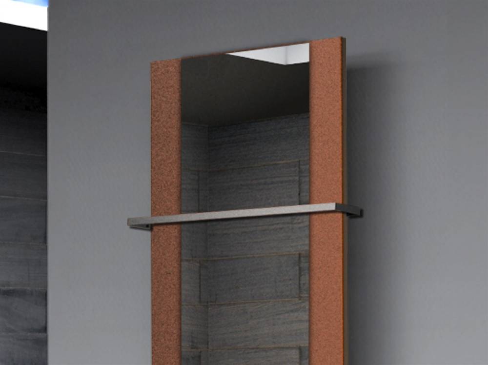 Szagato BADHEIZKÖRPER mit Spiegel Design Singapur 2 120x47cm 799 Watt braun (+1 Halter 15mm) SZAGATO Designheizkörper mit Mittelanschluss Handtuchwärmer Saisonschlussverkauf