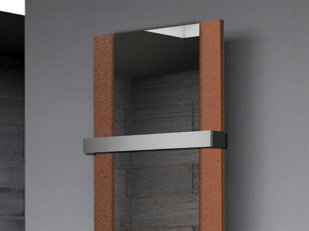 Szagato BADHEIZKÖRPER mit Spiegel Design Singapur 2 120x47cm 799 Watt braun (+1 Halter 50mm) SZAGATO Designheizkörper mit Mittelanschluss Handtuchwärmer Black Friday