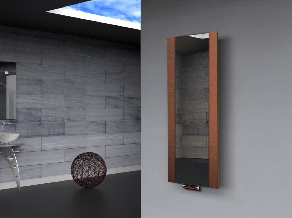 Szagato BADHEIZKÖRPER mit Spiegel Design Singapur 2 120x47cm 799 Watt braun SZAGATO Designheizkörper Handtuchheizkörper mit Mittelanschluss Handtuchwärmer