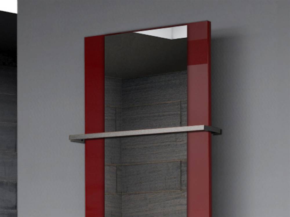 Szagato BADHEIZKÖRPER mit Spiegel Design Singapur 2 120x47cm 799 Watt rot (+1 Halter 15mm) SZAGATO Designheizkörper mit Mittelanschluss Handtuchwärmer Weihnachtsangebot