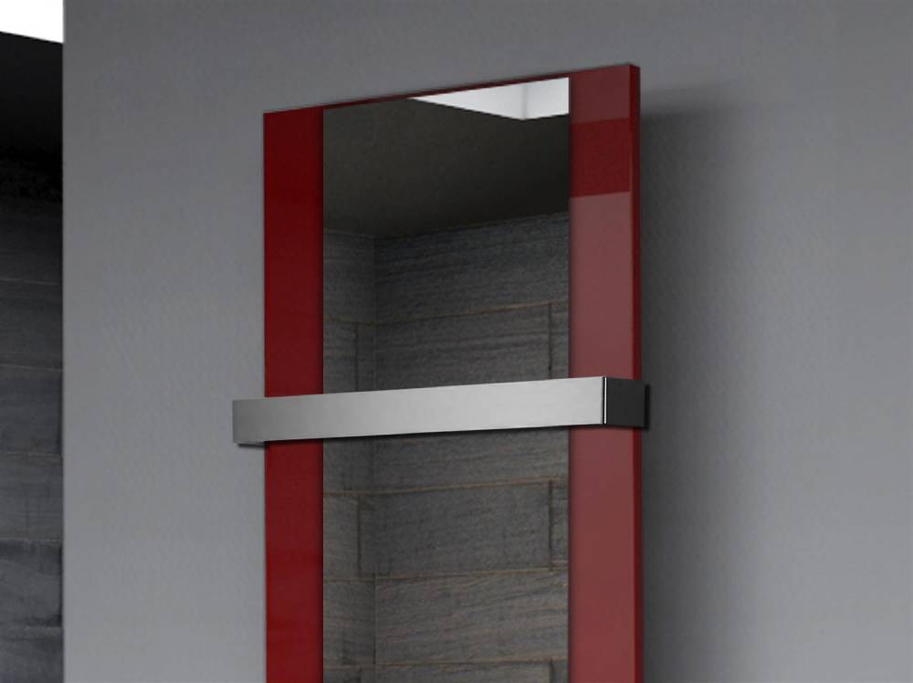 Szagato BADHEIZKÖRPER mit Spiegel Design Singapur 2 120x47cm 799 Watt rot (+1 Halter 50mm) SZAGATO Designheizkörper mit Mittelanschluss Handtuchwärmer Osterangebot