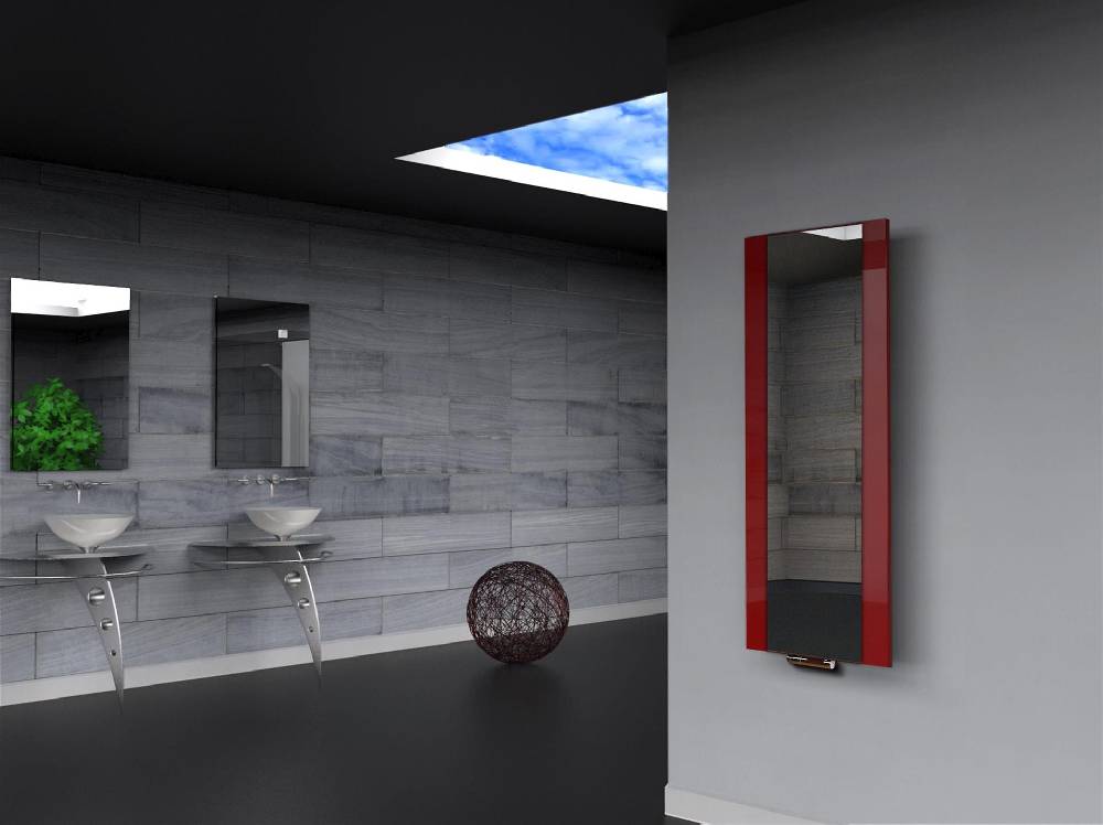 Szagato BADHEIZKÖRPER mit Spiegel Design Singapur 2 120x47cm 799 Watt rot SZAGATO Designheizkörper Handtuchheizkörper mit Mittelanschluss Handtuchwärmer Muttertagsangebot
