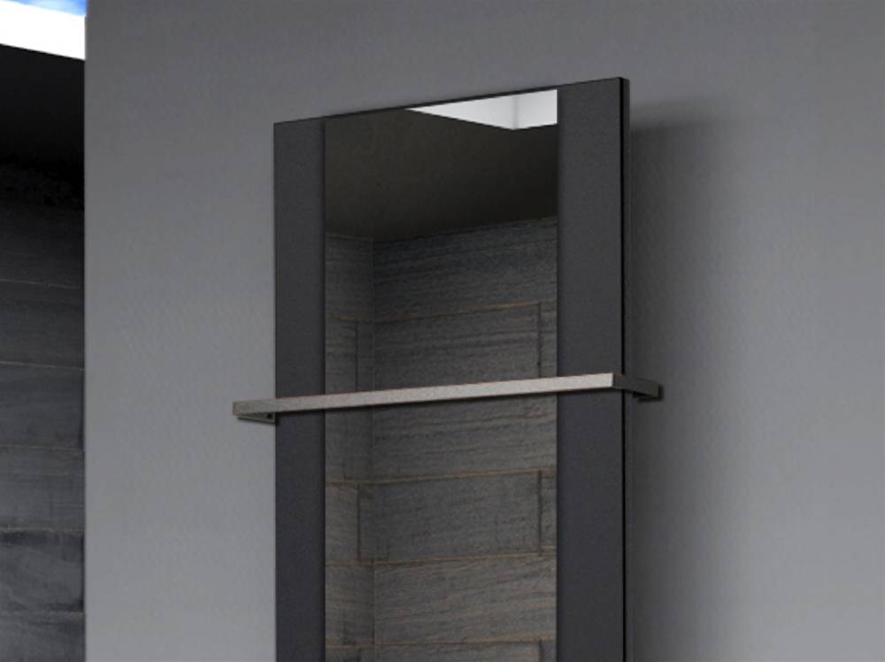 Szagato BADHEIZKÖRPER mit Spiegel Design Singapur 2 120x47cm 799 Watt schwarz (+1 Halter 15mm) SZAGATO Designheizkörper mit Mittelanschluss Handtuchwärmer Vatertagsangebot