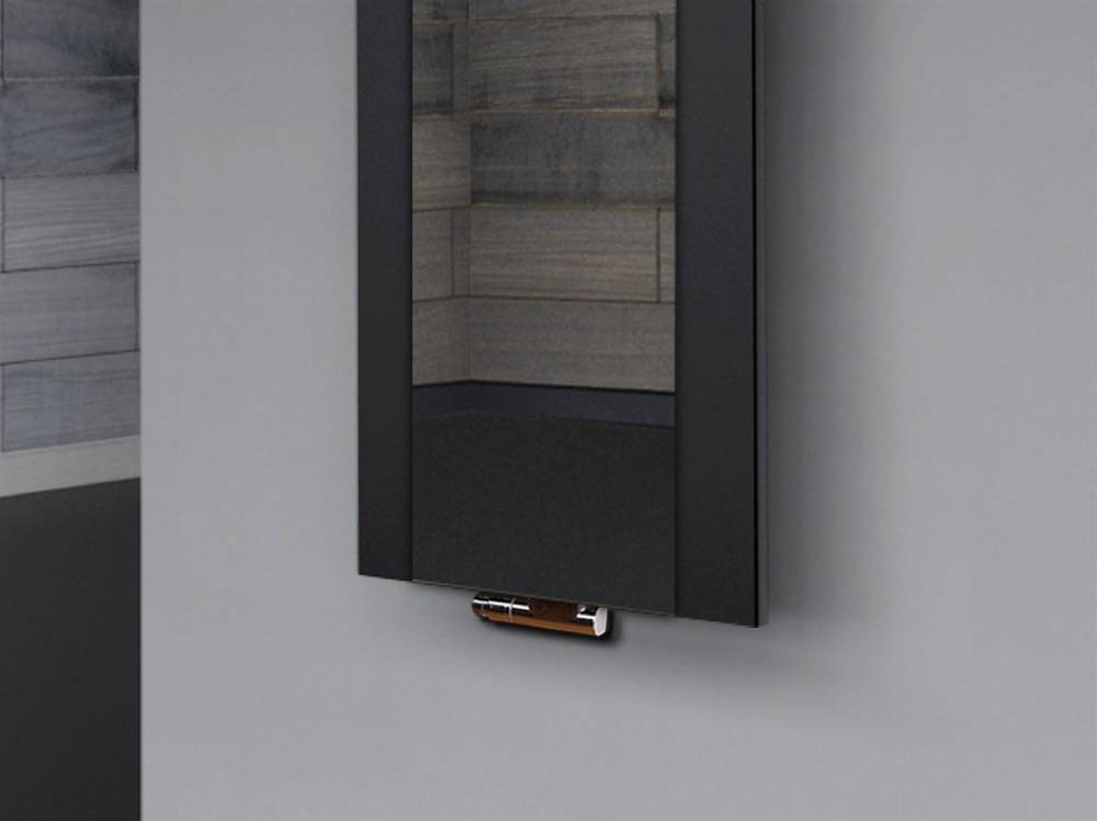 Szagato BADHEIZKÖRPER mit Spiegel Design Singapur 2 120x47cm 799 Watt schwarz SZAGATO Designheizkörper Handtuchheizkörper mit Mittelanschluss Handtuchwärmer Jubiläumsangebot