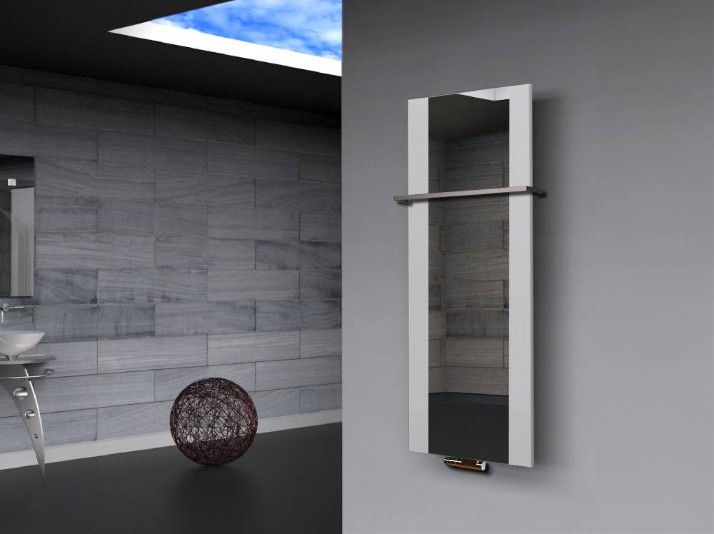 Szagato BADHEIZKÖRPER mit Spiegel Design Singapur 2 120x47cm 799 Watt weiß (+1 Halter 15mm) SZAGATO Designheizkörper Handtuchheizkörper mit Mittelanschluss Lagerräumung