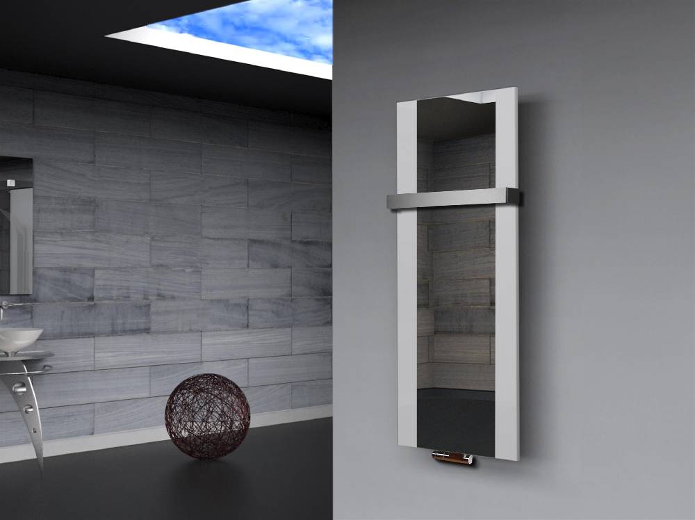Szagato BADHEIZKÖRPER mit Spiegel Design Singapur 2 120x47cm 799 Watt weiß (+1 Halter 50mm) SZAGATO Designheizkörper Handtuchheizkörper mit Mittelanschluss Heißer Verkauf