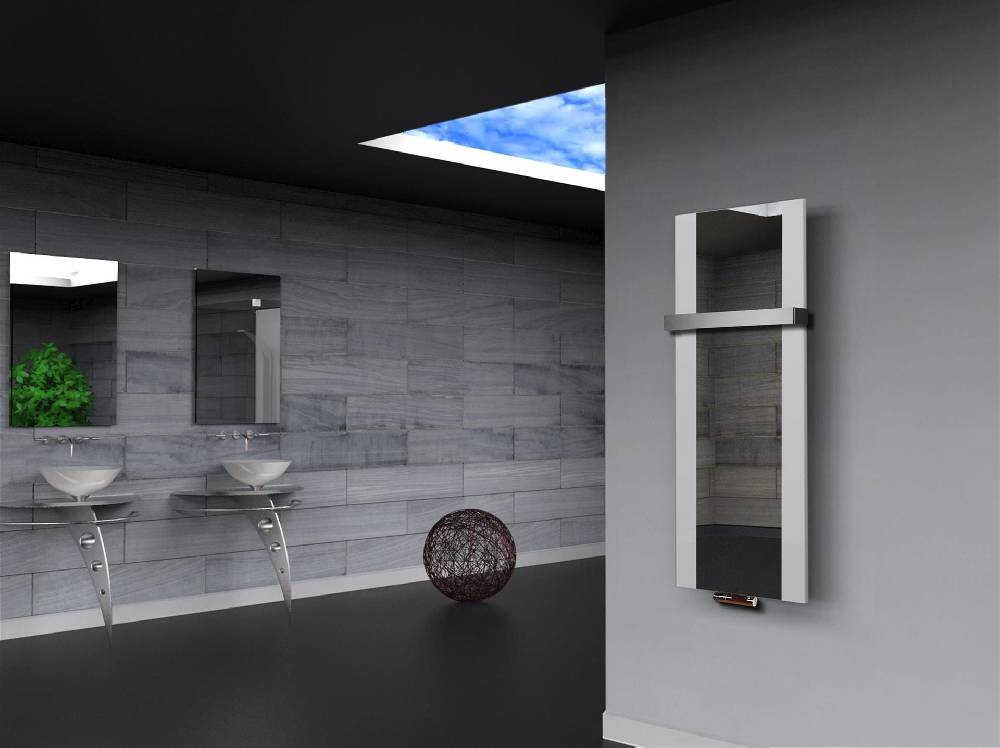 Szagato BADHEIZKÖRPER mit Spiegel Design Singapur 2 120x47cm 799 Watt weiß (+1 Halter 50mm) SZAGATO Designheizkörper Handtuchheizkörper mit Mittelanschluss Heißer Verkauf