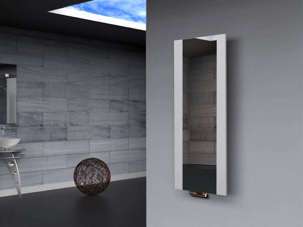 Szagato BADHEIZKÖRPER mit Spiegel Design Singapur 2 120x47cm 799 Watt weiß SZAGATO Designheizkörper Handtuchheizkörper mit Mittelanschluss Handtuchwärmer
