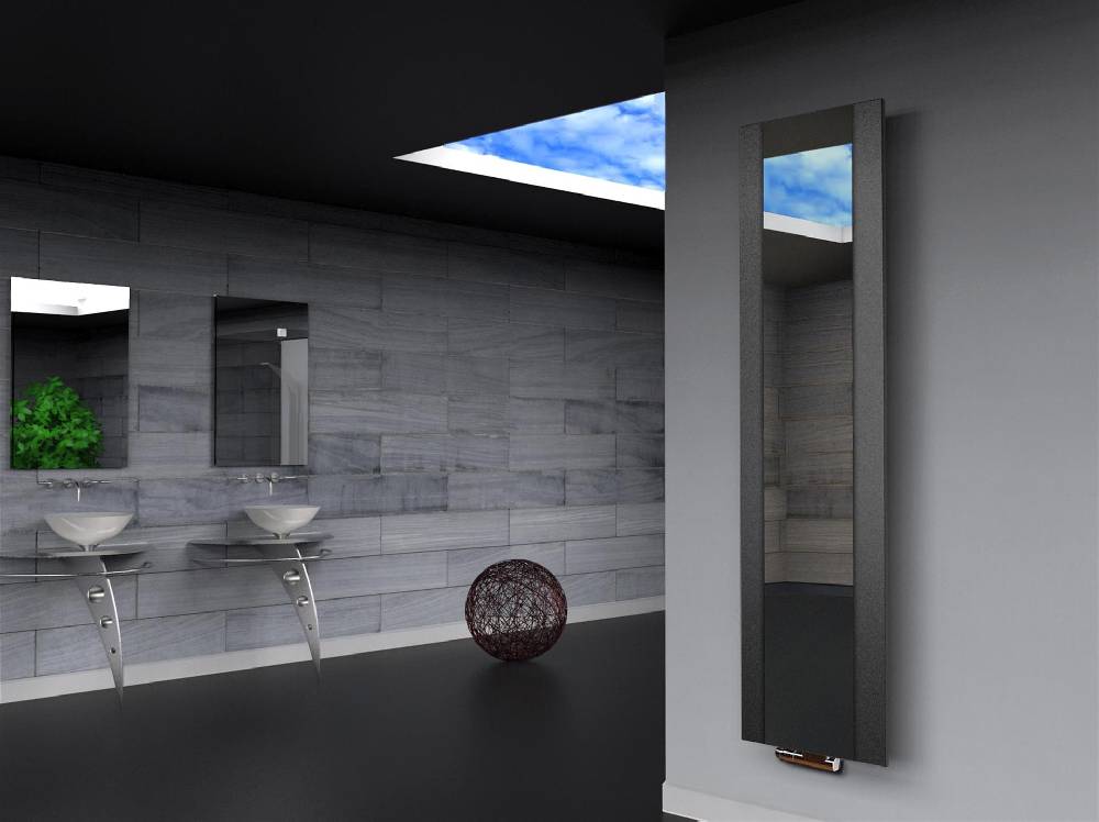 Szagato BADHEIZKÖRPER mit Spiegel Design Singapur 3 180x47cm 1118 Watt anthrazit - moon SZAGATO Design Handtuchheizkörper mit Mittelanschluss Handtuchwärmer Online Outlet