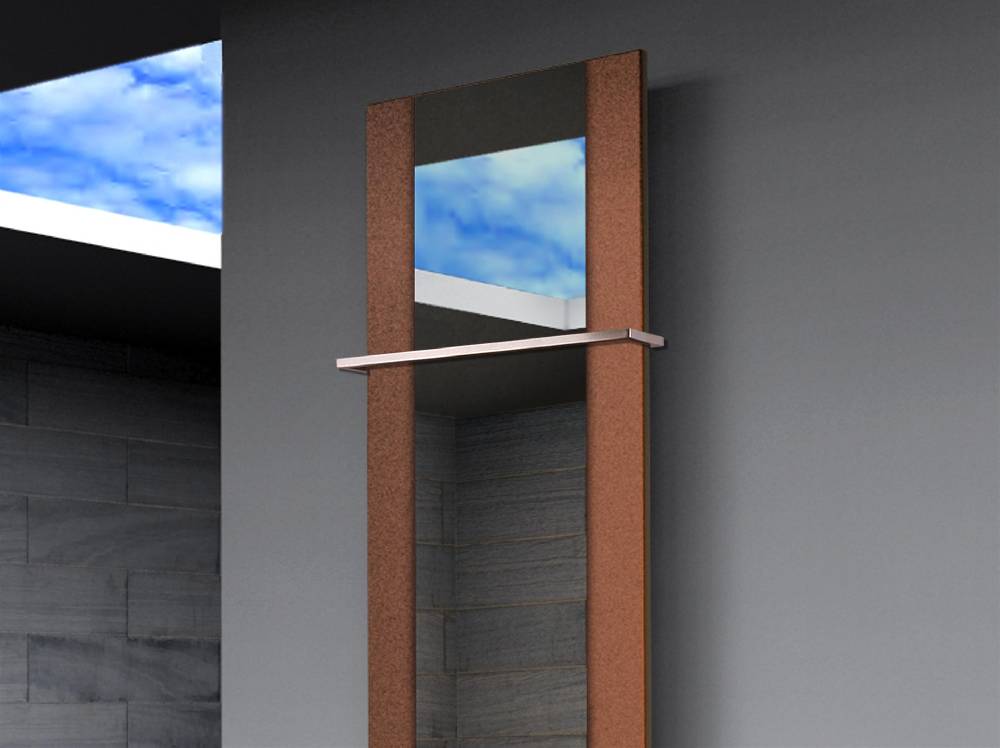 Szagato BADHEIZKÖRPER mit Spiegel Design Singapur 3 180x47cm 1118 Watt braun (+1 Halter 15mm) SZAGATO Designheizkörper mit Mittelanschluss Handtuchwärmer Zeitlich begrenztes Angebot