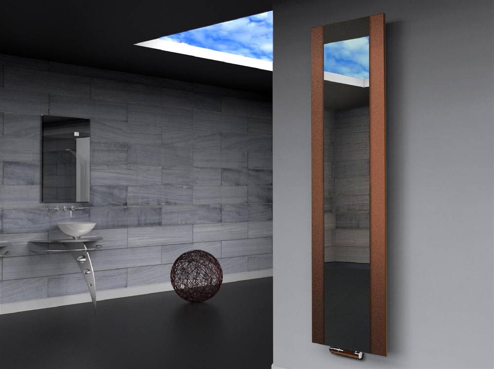 Szagato BADHEIZKÖRPER mit Spiegel Design Singapur 3 180x47cm 1118 Watt braun SZAGATO Designheizkörper Handtuchheizkörper mit Mittelanschluss Handtuchwärmer