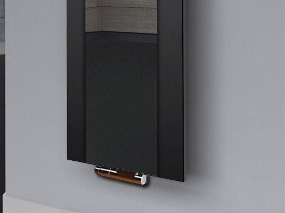 Szagato BADHEIZKÖRPER mit Spiegel Design Singapur 3 180x47cm 1118 Watt schwarz (+1 Halter 15mm) SZAGATO Designheizkörper Mittelanschluss Handtuchwärmer VIP-Rabatte
