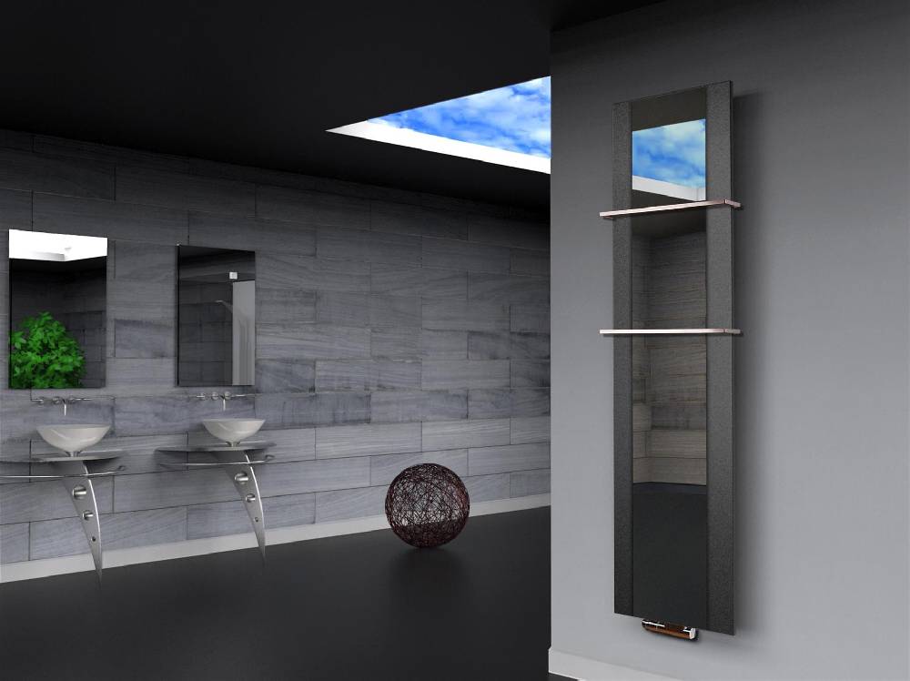 Szagato BADHEIZKÖRPER mit Spiegel Design Singapur 3 180x47cm 1118Watt anthrazit - moon +2 Halter 15mm SZAGATO Designheizkörper Mittelanschluss Handtuchwärmer Letzte 2 Tage