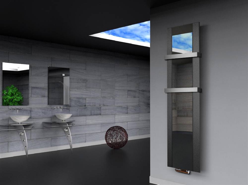 Szagato BADHEIZKÖRPER mit Spiegel Design Singapur 3 180x47cm 1118Watt anthrazit - moon +2 Halter 50mm SZAGATO Designheizkörper Mittelanschluss Handtuchwärmer Letzter Tag