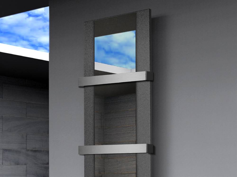 Szagato BADHEIZKÖRPER mit Spiegel Design Singapur 3 180x47cm 1118Watt anthrazit - moon +2 Halter 50mm SZAGATO Designheizkörper Mittelanschluss Handtuchwärmer Letzter Tag