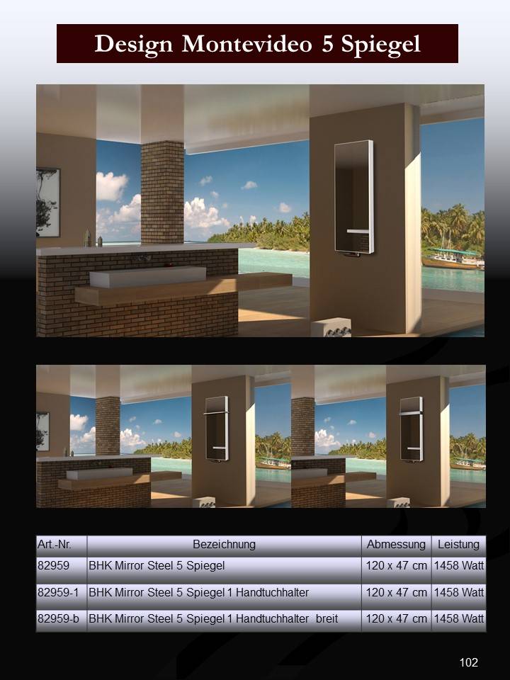 Szagato BADHEIZKÖRPER mit Spiegel Montevideo 5 120x47cm 1458 Watt Spiegel SZAGATO Designheizkörper Handtuchheizkörper mit Mittelanschluss Handtuchwärmer Bis zu 50% Rabatt