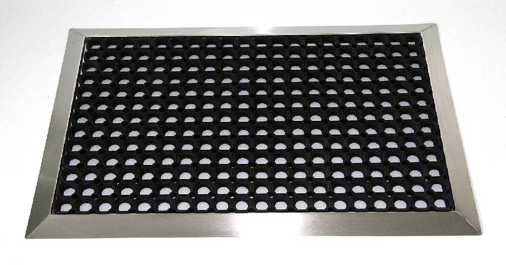 Szagato Edelstahlrahmen mit Fußmatte Ringgumimi 90x60cm SZAGATO Made in Germany Schuhabstreifer Edelstahl außen Schmutzfangmatte Fußabtreter draußen Hotsell