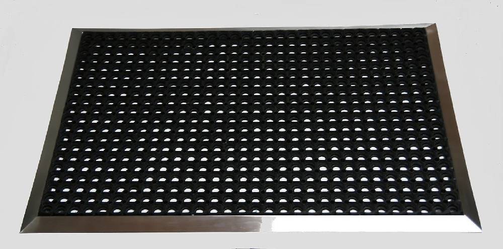 Szagato Edelstahlrahmen mit Fußmatte Ringgummi 130x90cm SZAGATO Made in Germany Schuhabstreifer Edelstahl außen Schmutzfangmatte Fußabtreter Günstiger Verkauf