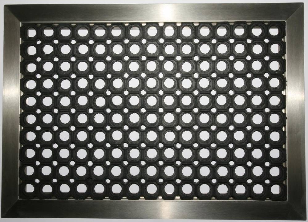Szagato Edelstahlrahmen mit Fußmatte Ringgummi 70x50cm SZAGATO Made in Germany Schuhabstreifer Edelstahl außen Schmutzfangmatte Fußabtreter Schmutzmatte Fabrikverkauf