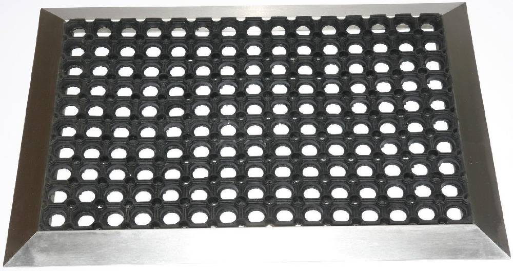 Szagato Edelstahlrahmen mit Fußmatte Ringgummi 70x50cm SZAGATO Made in Germany Schuhabstreifer Edelstahl außen Schmutzfangmatte Fußabtreter Schmutzmatte Fabrikverkauf